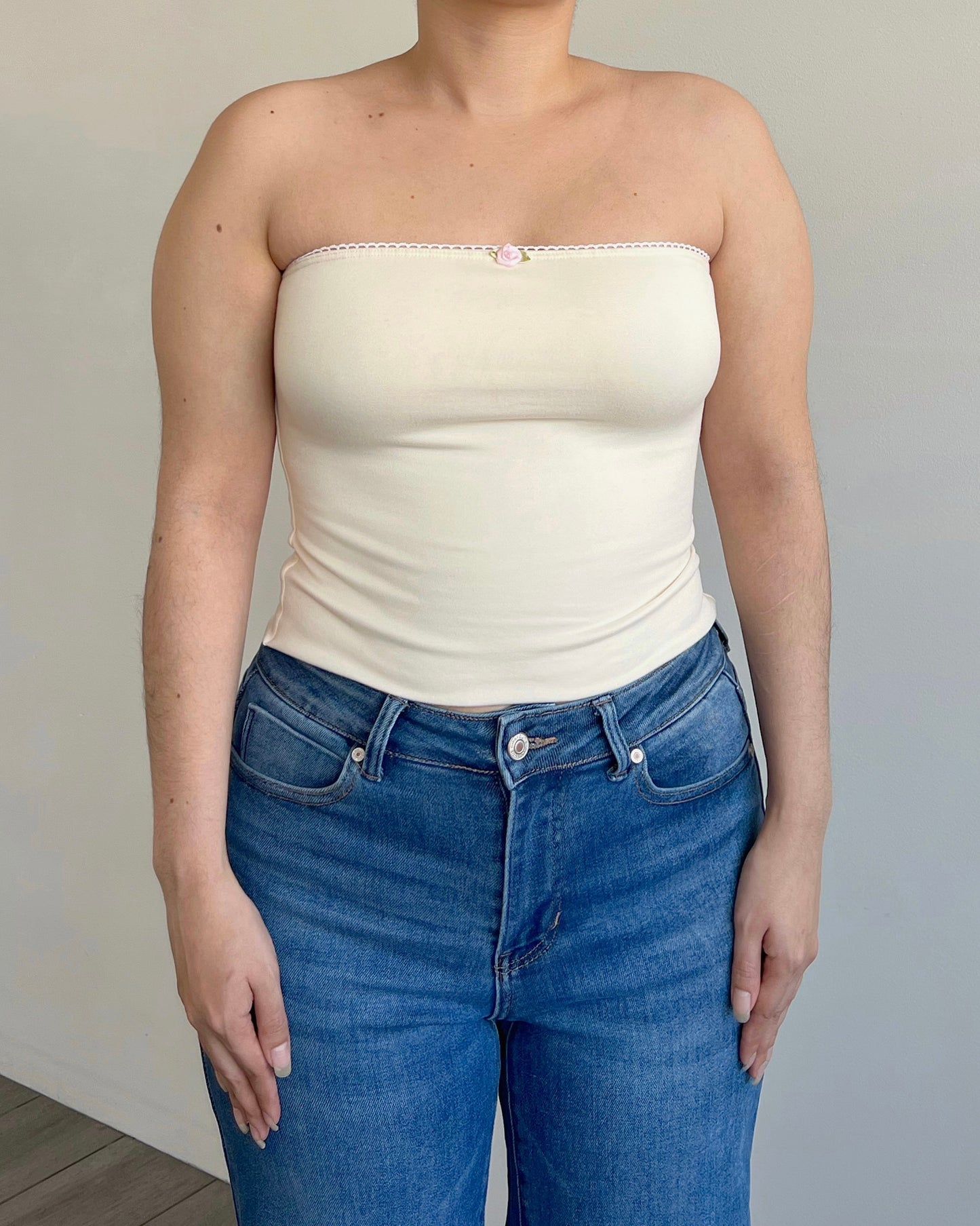 Vanilla Lace Trim Tube Top