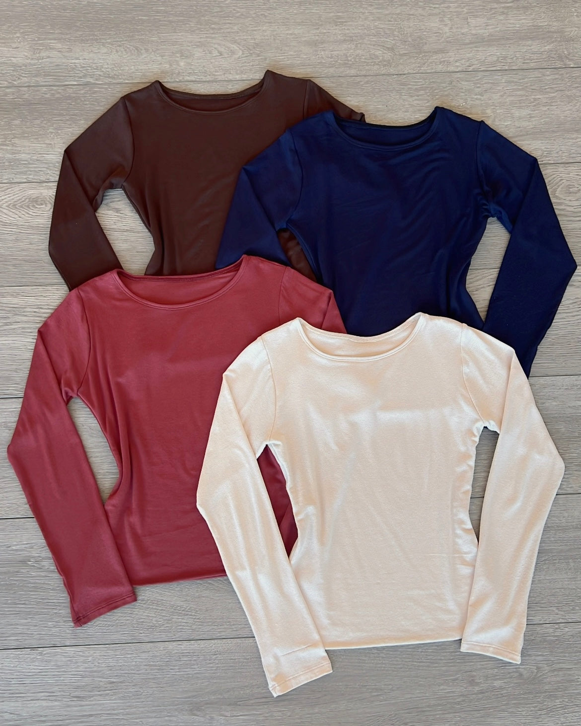 Marsala Crew Crepe Long Sleeve Top