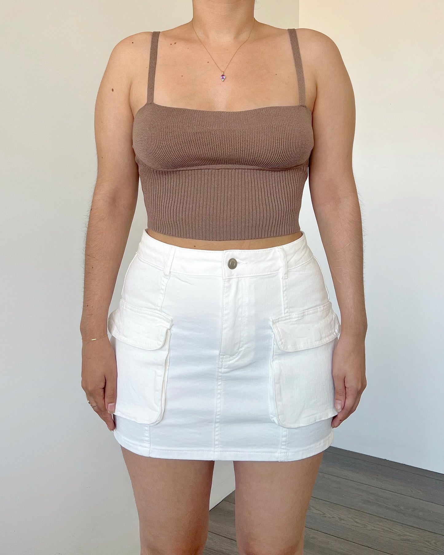 Ivory Cargo Mini Skirt