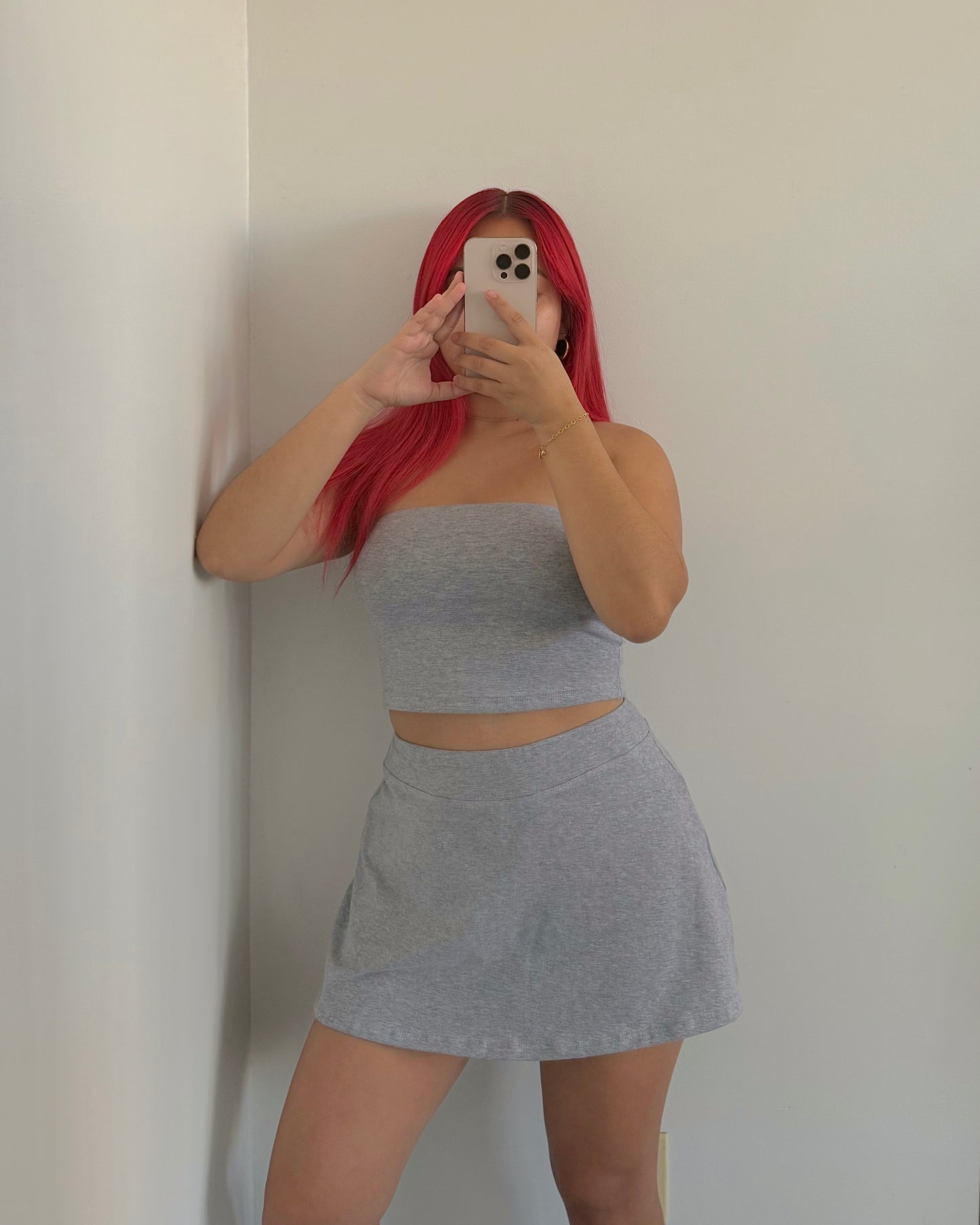 Heather Grey Cotton Double Layer Tube Top