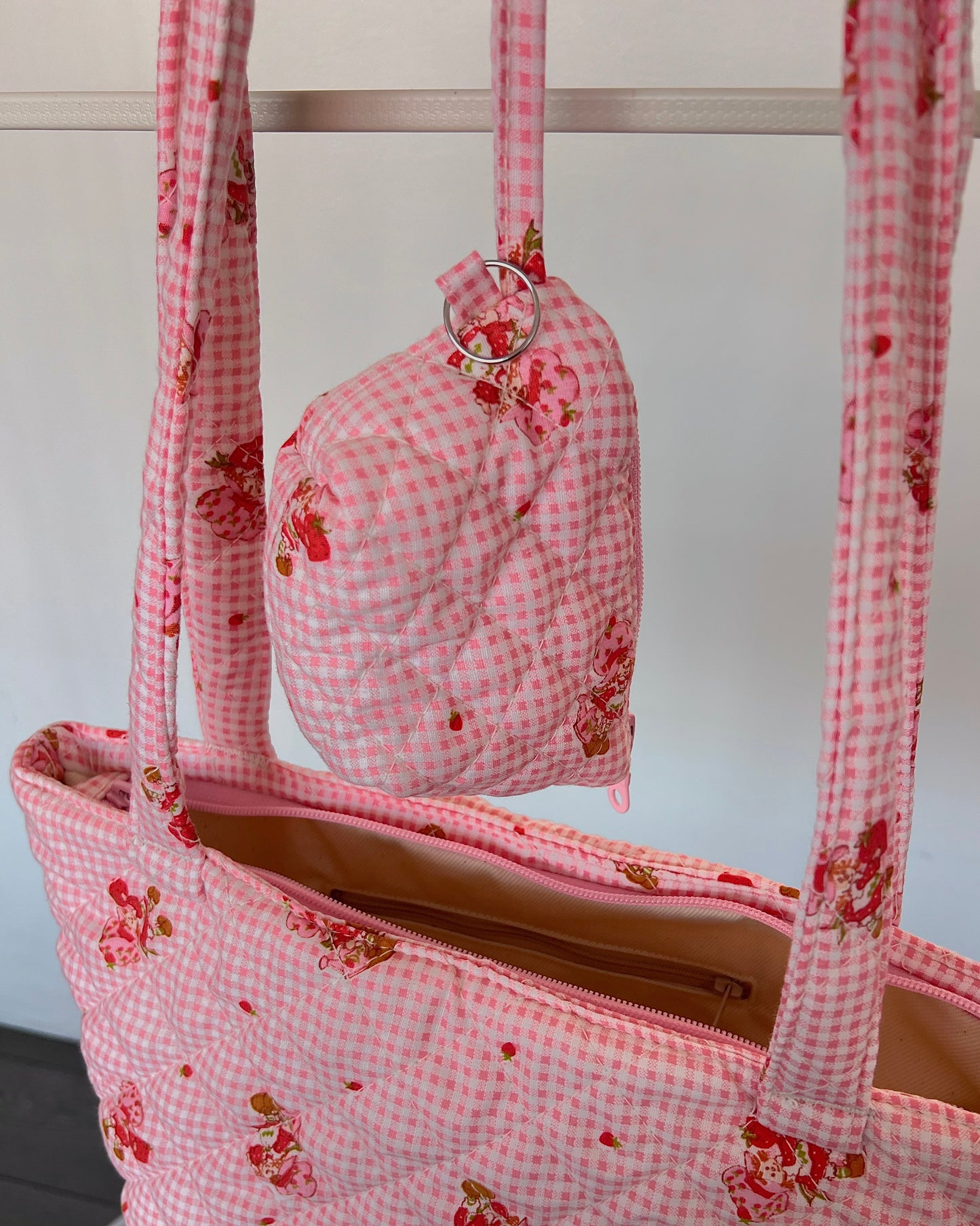 Gingham Shortcake Vintage Tote Bag & Matching Pouch