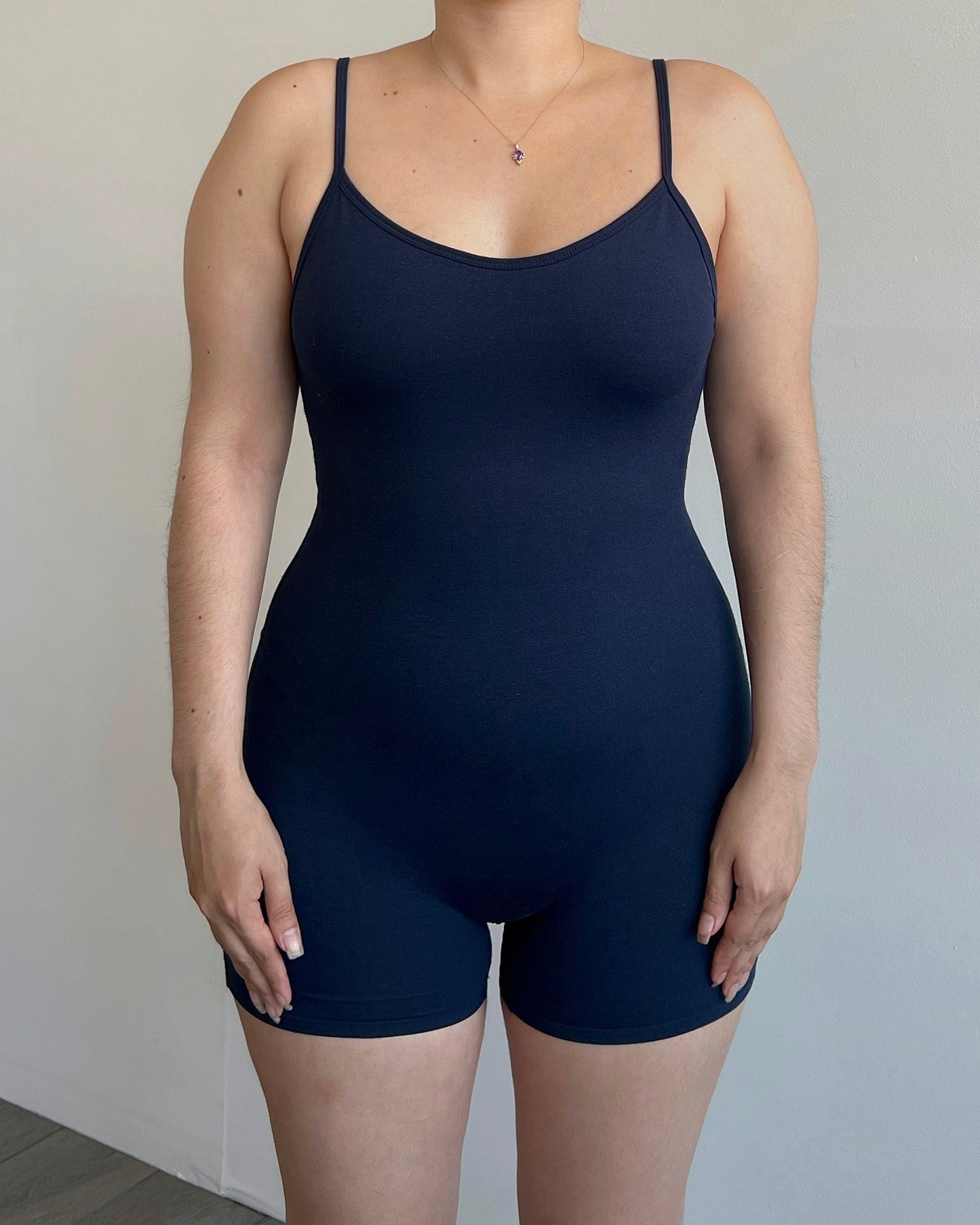 Navy Marled Cami Romper