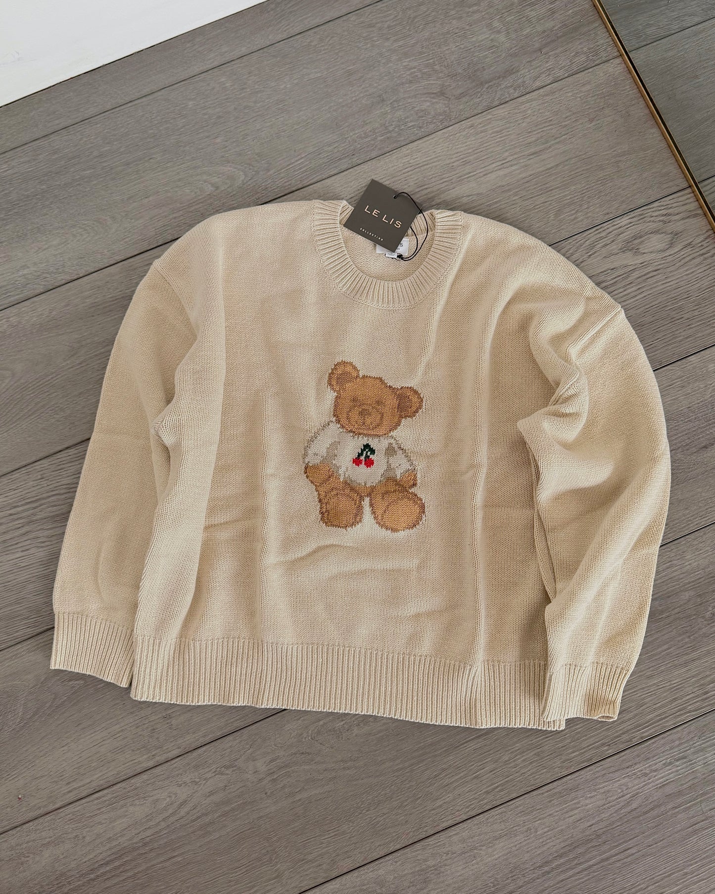 Wheat Cherry Teddy Crewneck Sweater