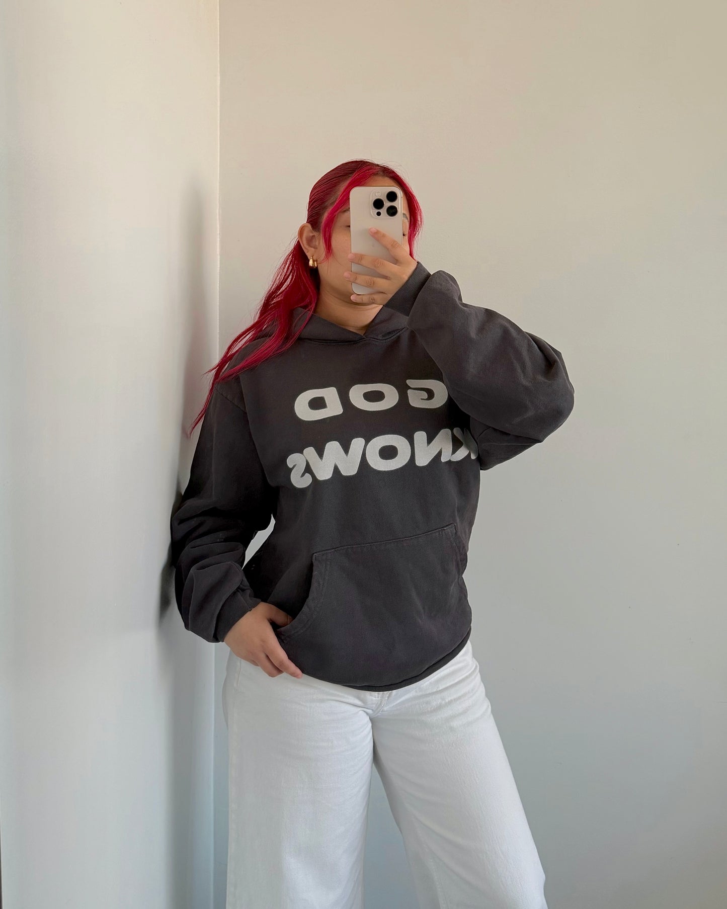 Charcoal God Knows Pocket Hoodie