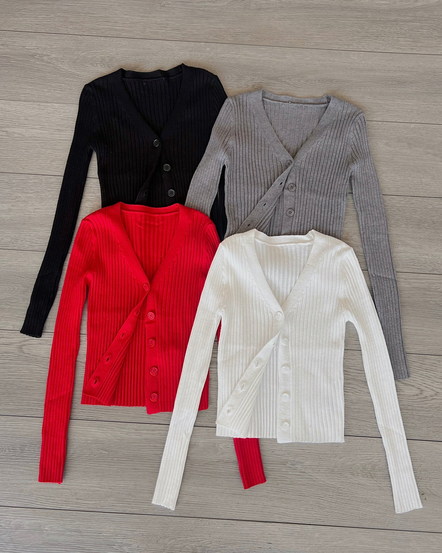 Black Rib Fitted Sweater Cardigan
