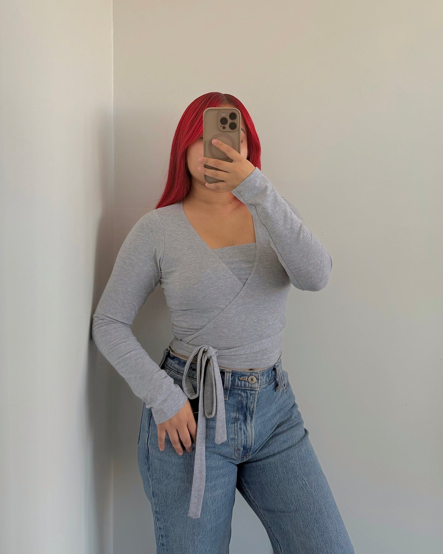 Heather Grey Cotton Double Layer Tube Top
