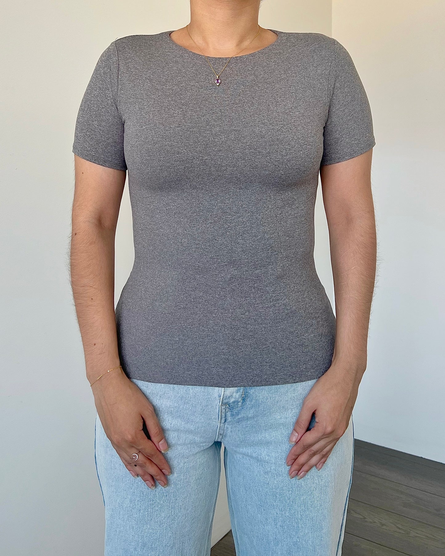 Grey Marled B-Soft Short Sleeve Top