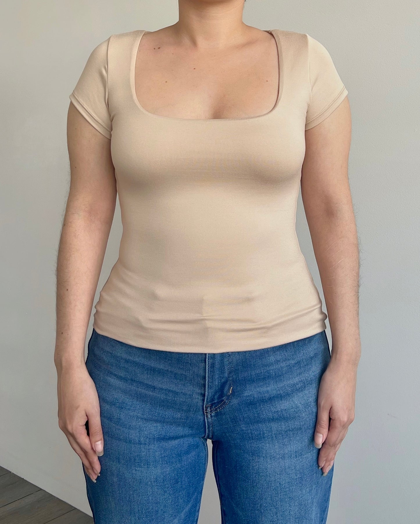 Oatmeal (Square) B-Soft Short Sleeve Top