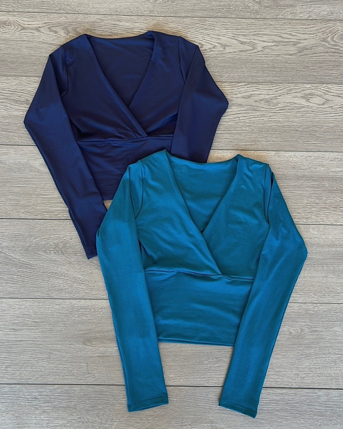 Navy (V Neck) B-Soft Long Sleeve Top