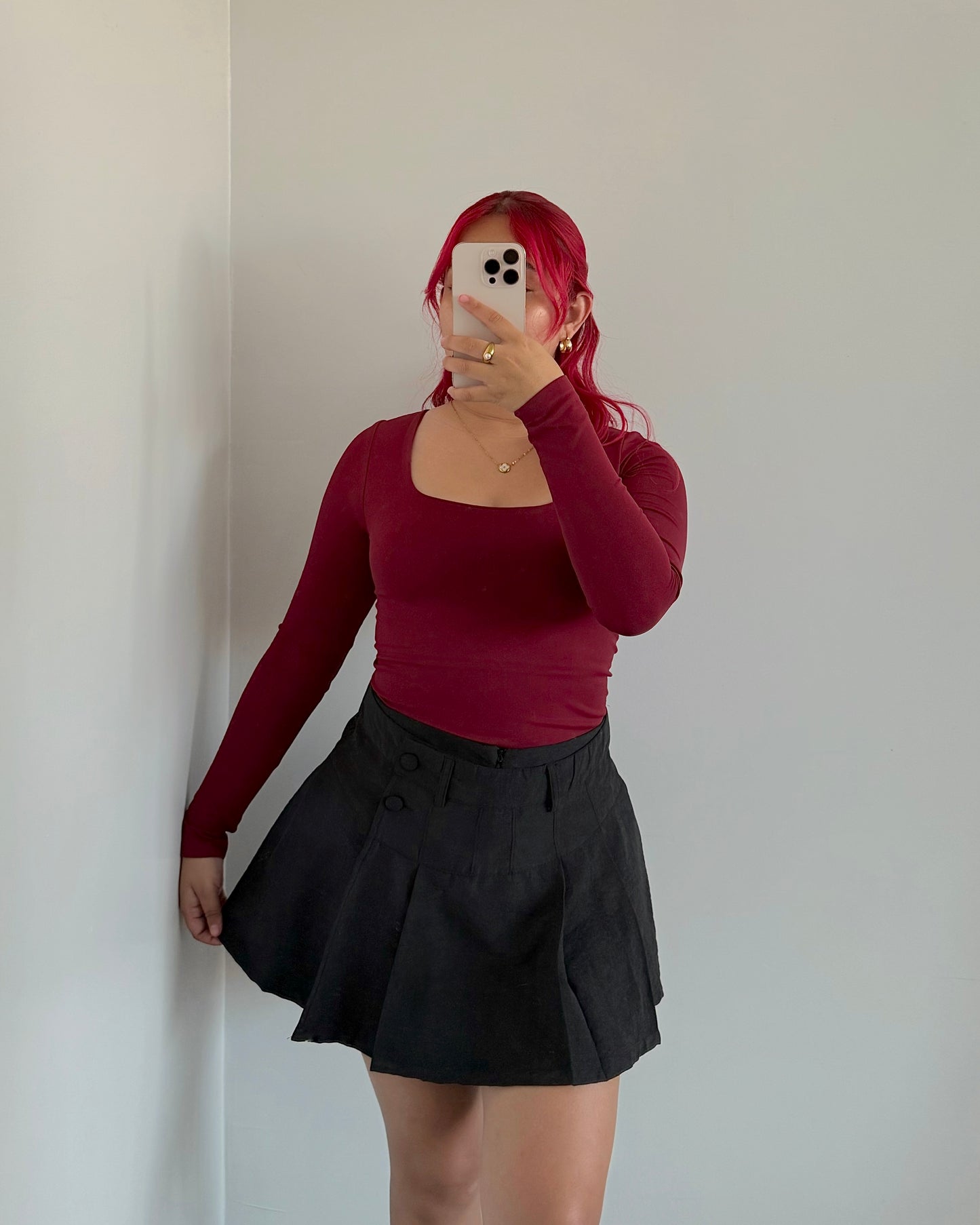 Black Pleated Flirty Skort
