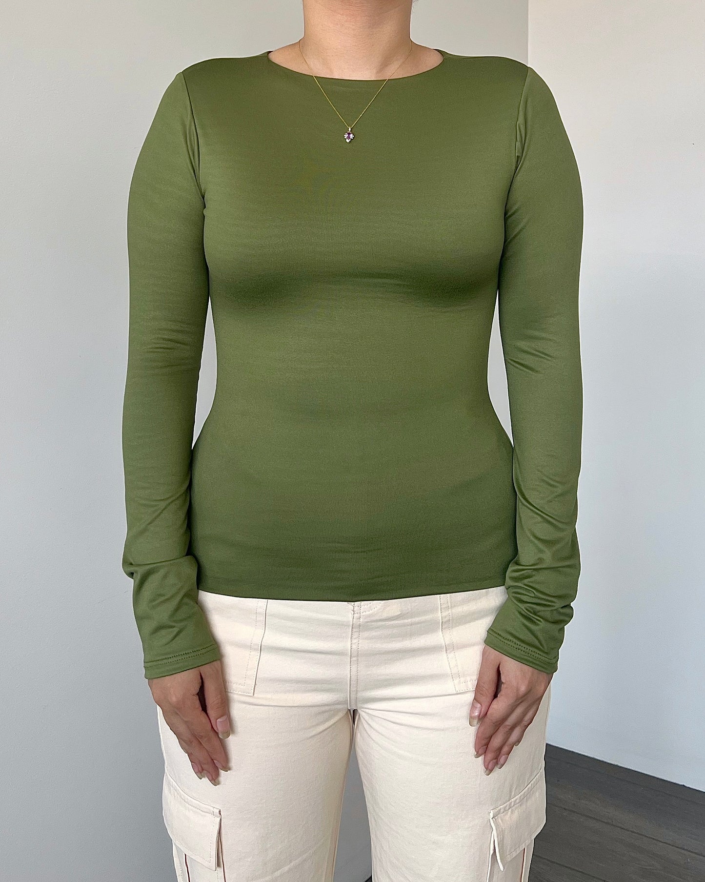 Avocado Green B-Soft Long Sleeve Top