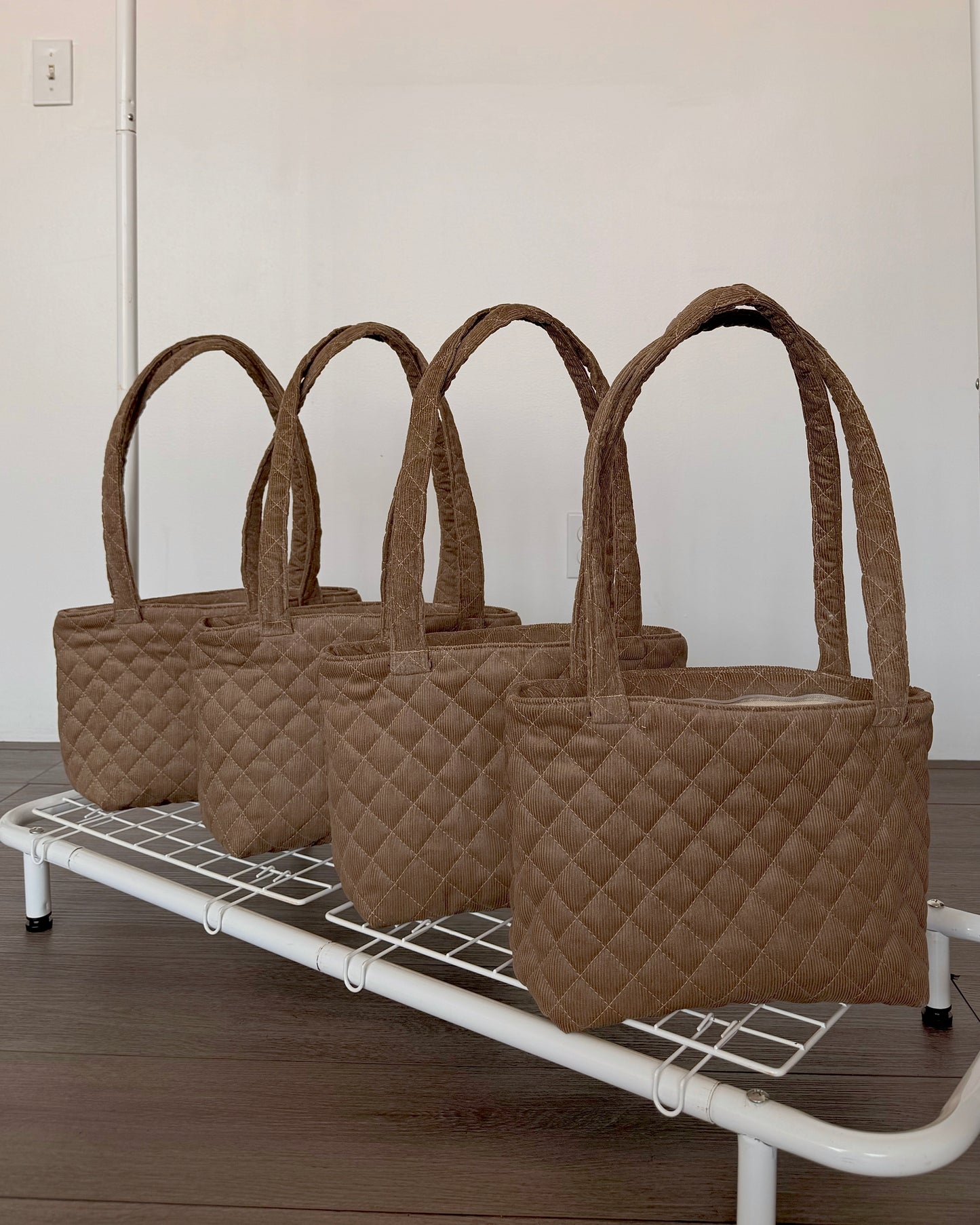 Taupe Corduroy Tote Bag