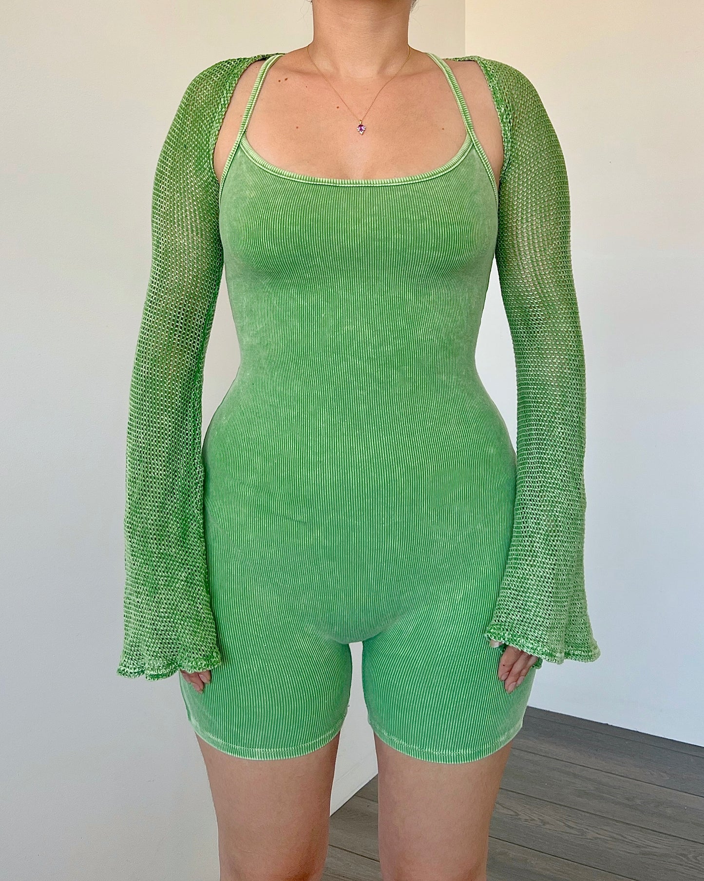 Avocado Mineral Cami Romper & Shrug Set