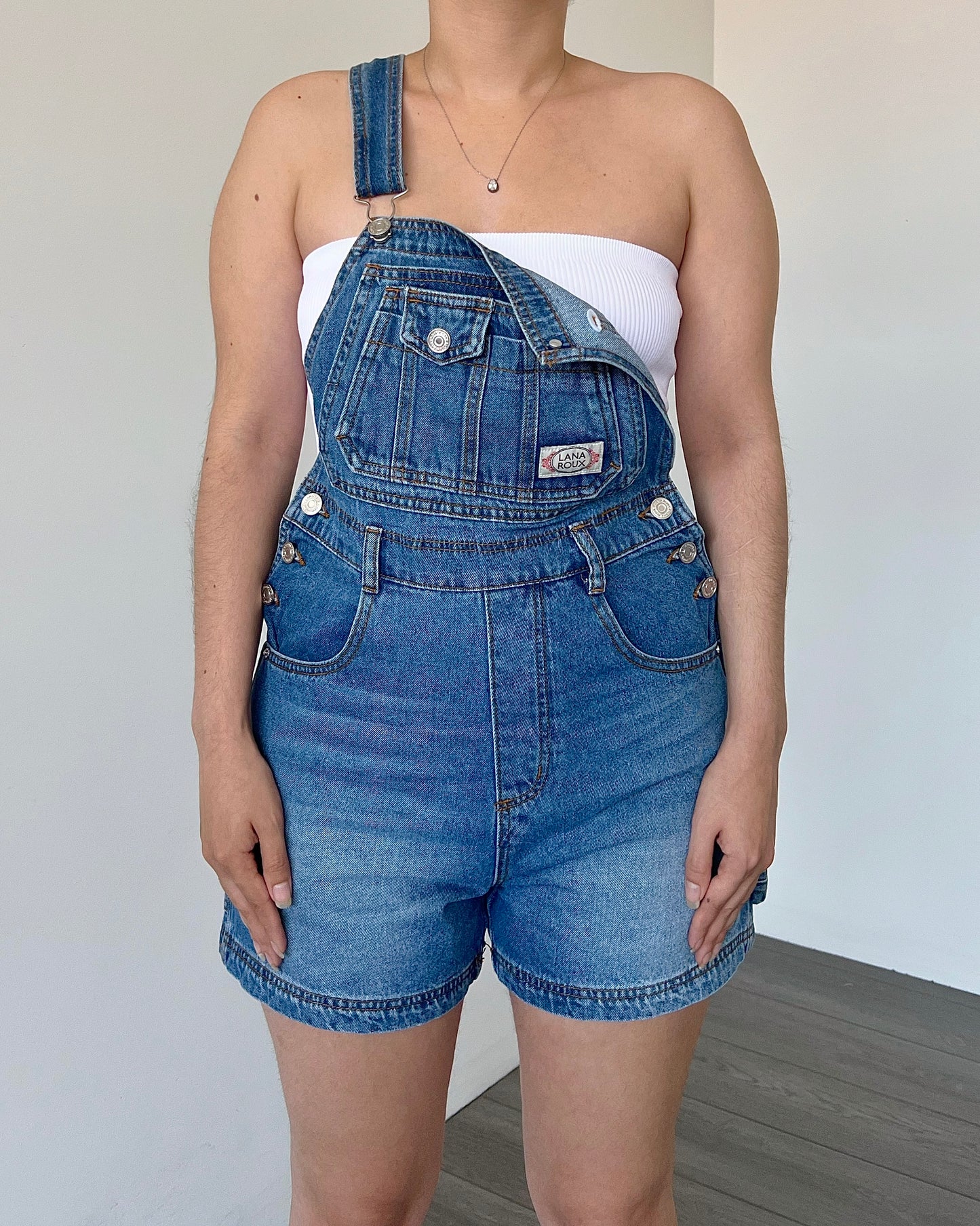 Retro Short Overalls (Medium Denim)
