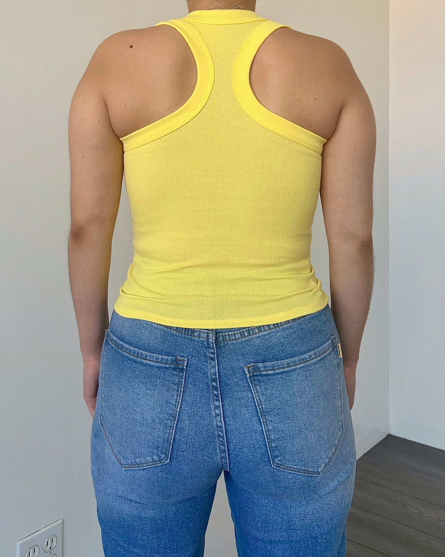 Yellow Ribbed Racerback Top