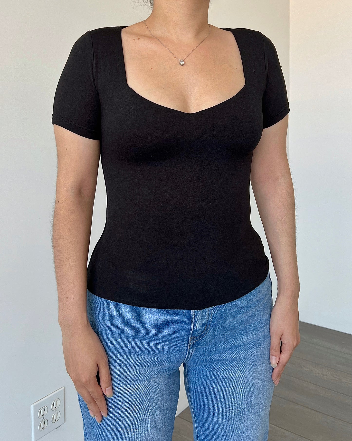 Black (Sweetheart) B-Soft Short Sleeve Top