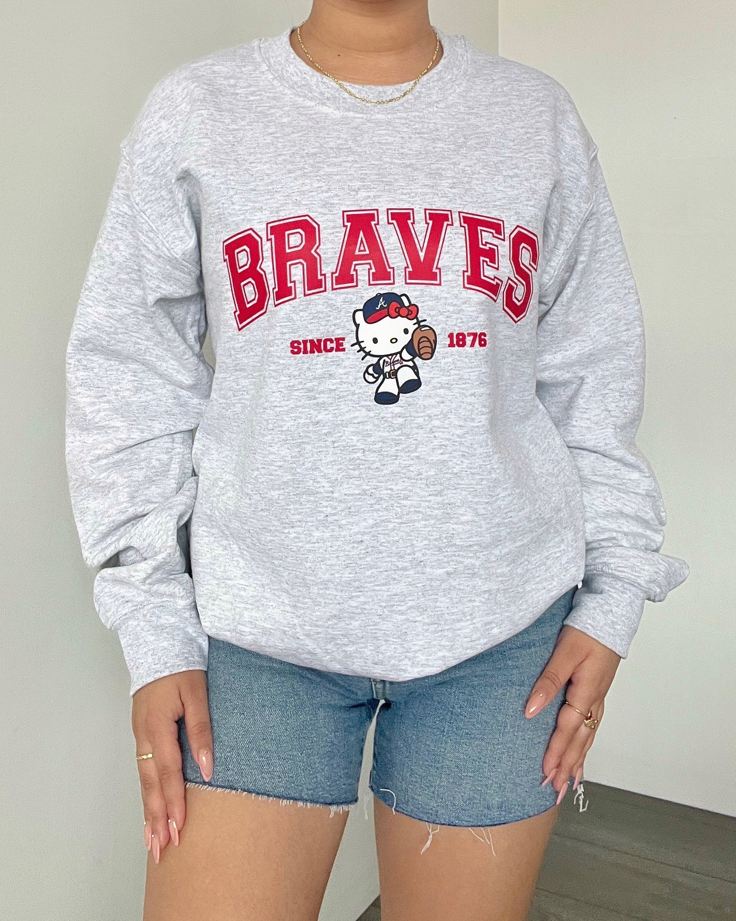 Heather Grey HK Braves Fleece Crew (Unisex)