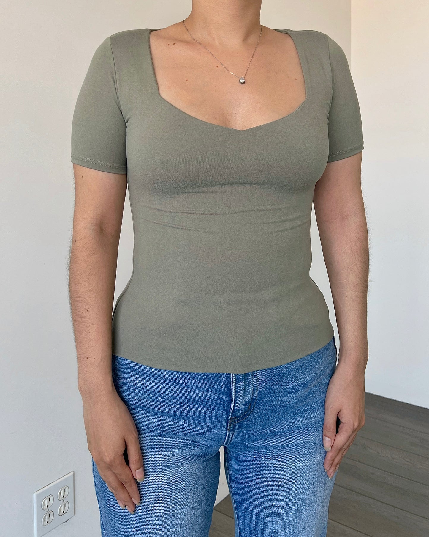 Moss Green (Sweetheart) B-Soft Short Sleeve Top