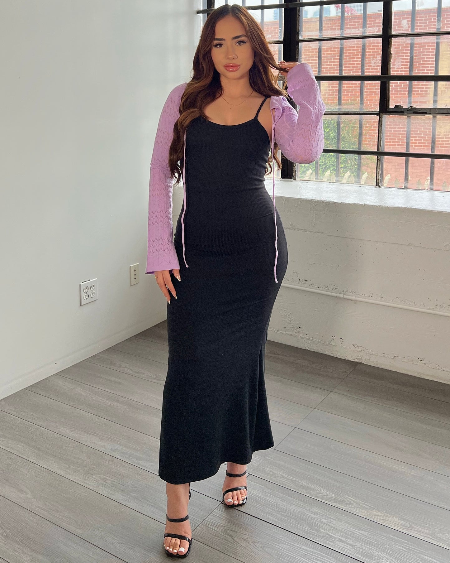 Black Ribbed Slip Maxi Dress
