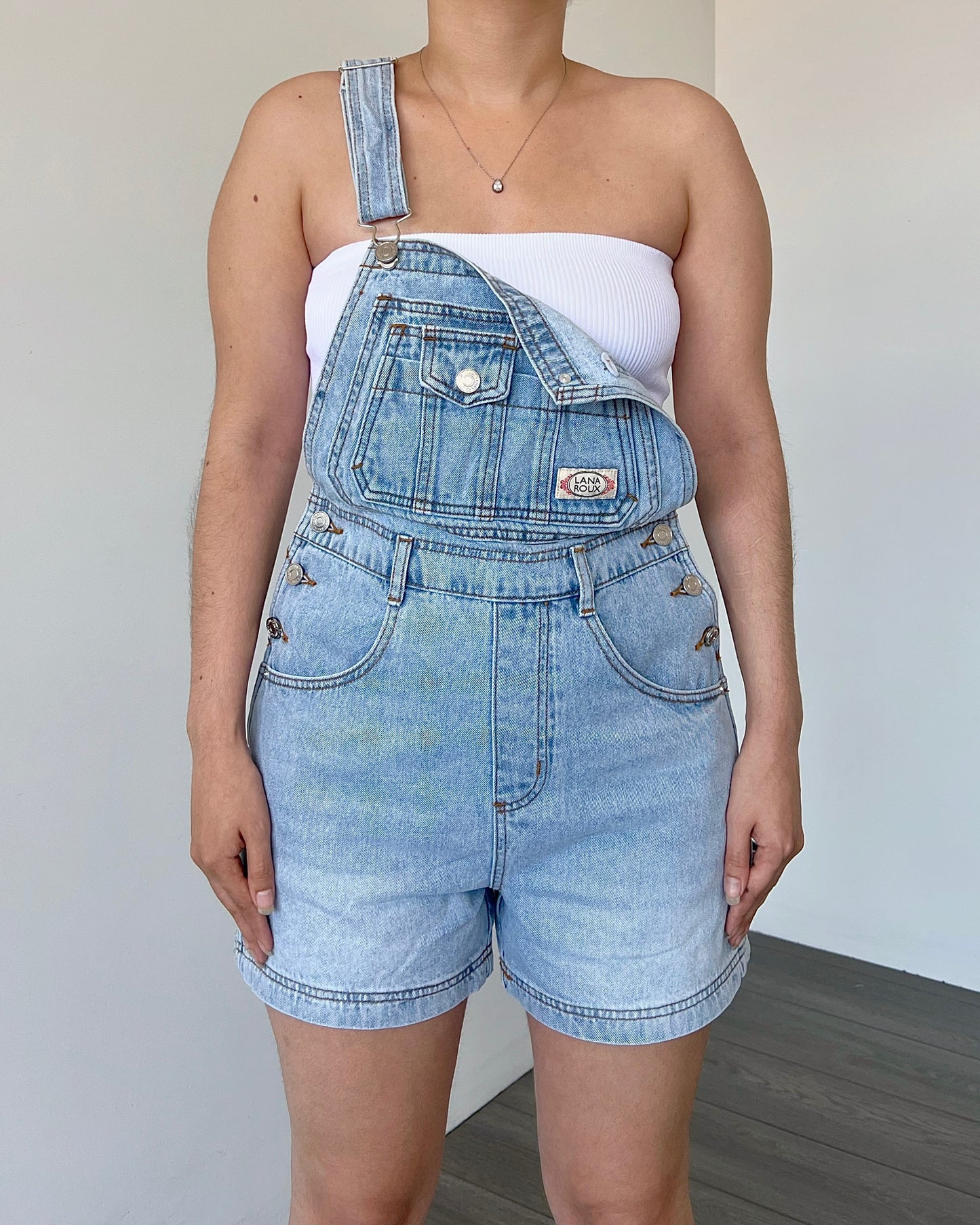 Retro Short Overalls (Light Denim)