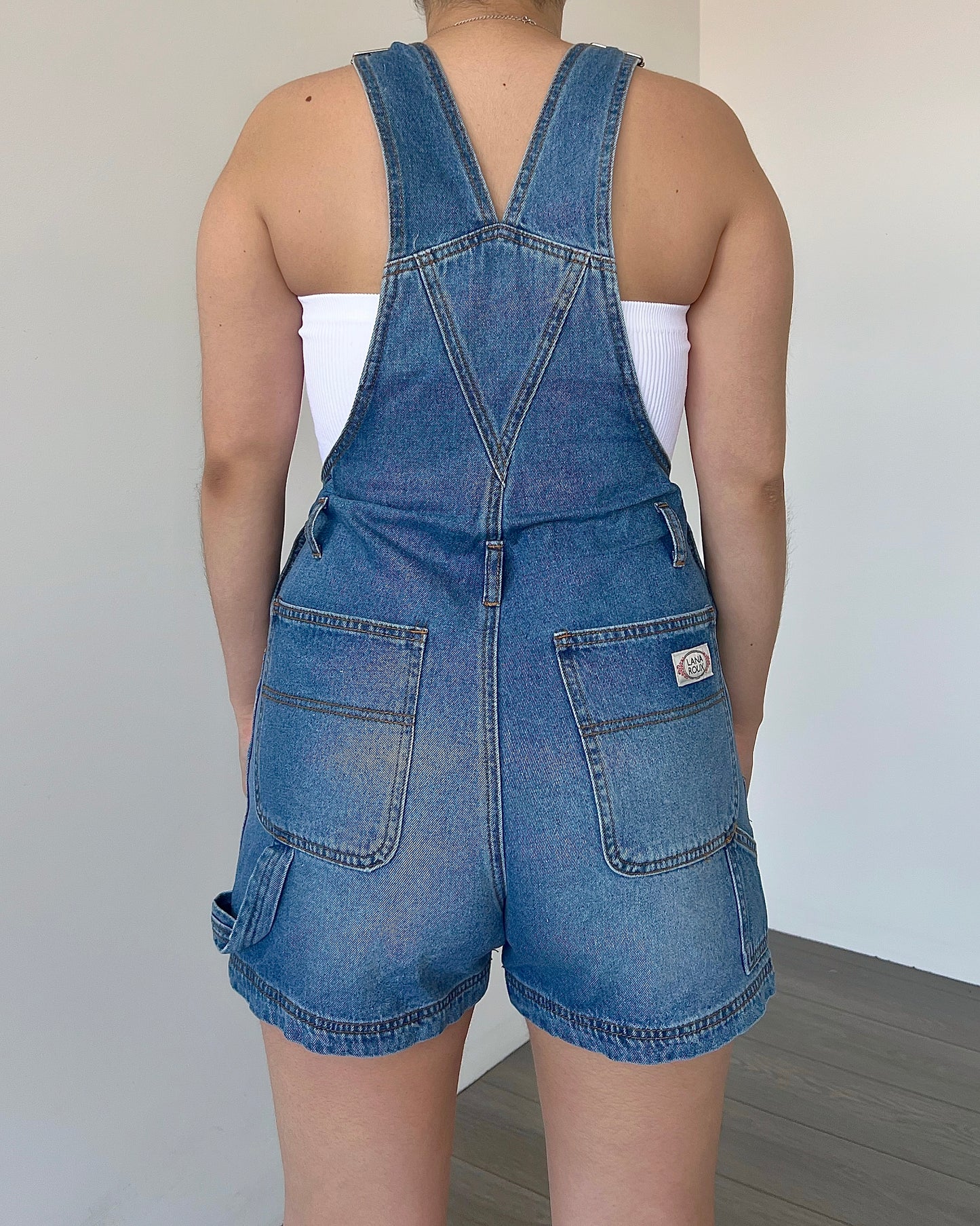 Retro Short Overalls (Medium Denim)