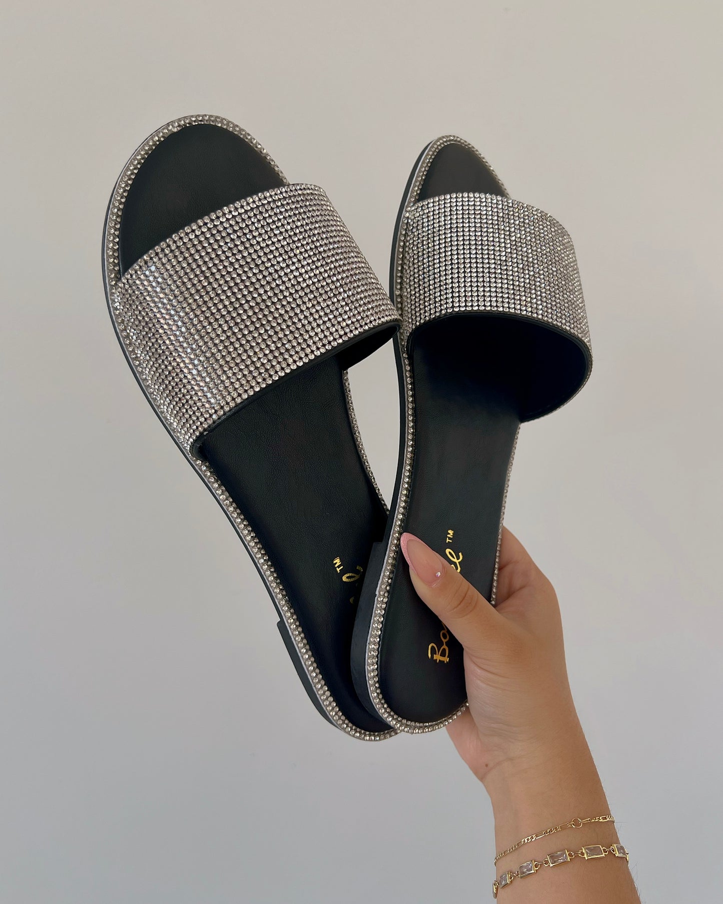 Black Sparkly Rhinestone Sandals