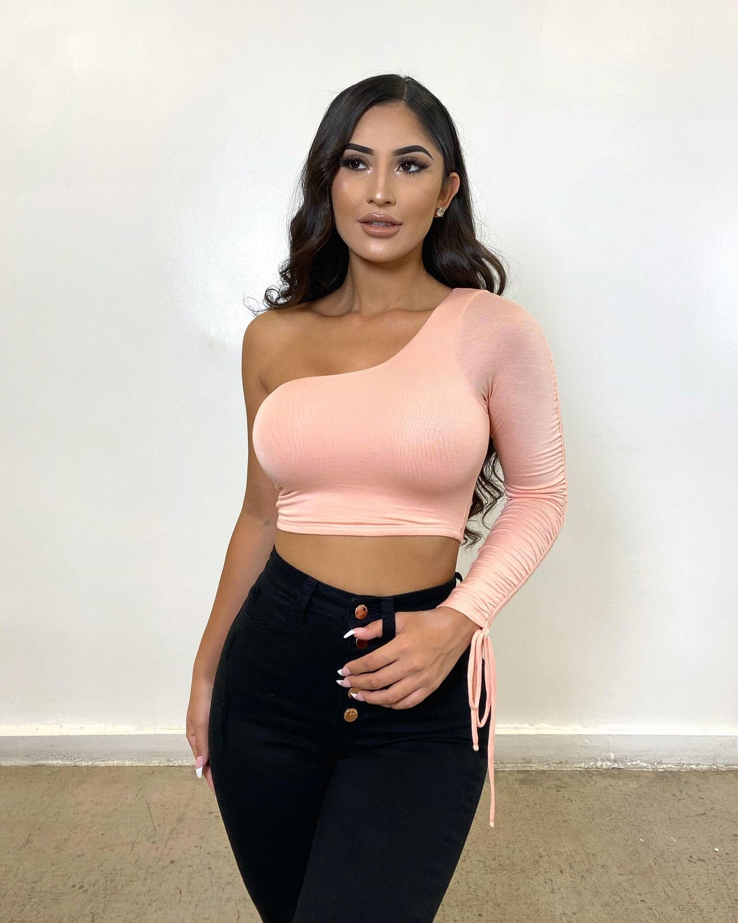 Long OS Scrunch Top - Peach