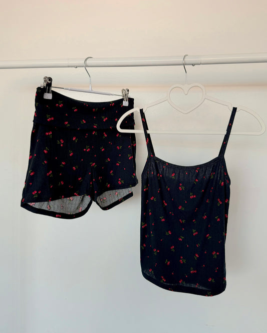 Cherry Black Ditsy (POINTELLE) Cami Top