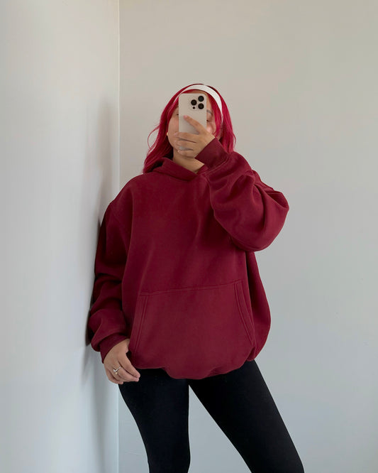 Maroon Cloud Fleece Oversized Hoodie