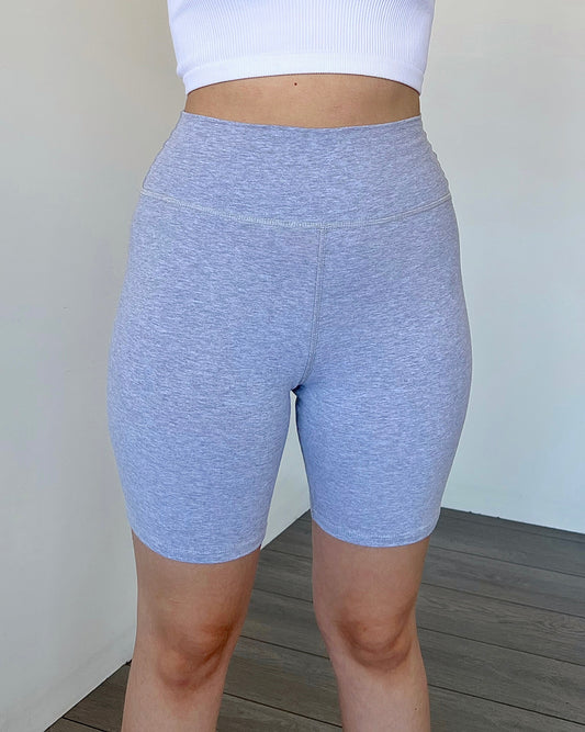 Heather Grey High Rise Biker Shorts
