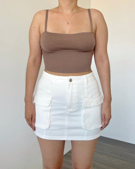 Ivory Cargo Mini Skirt