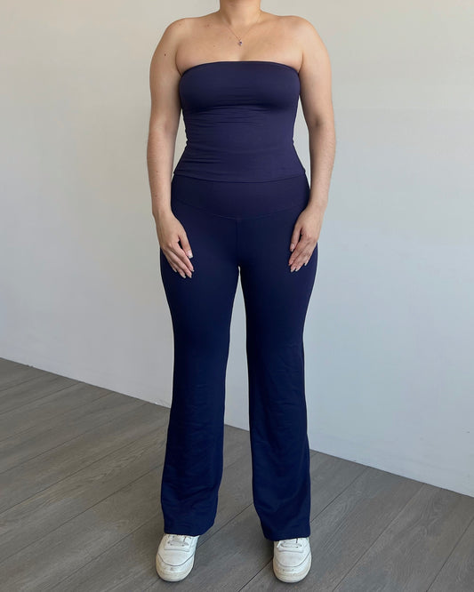 Navy French Fold Over Pants