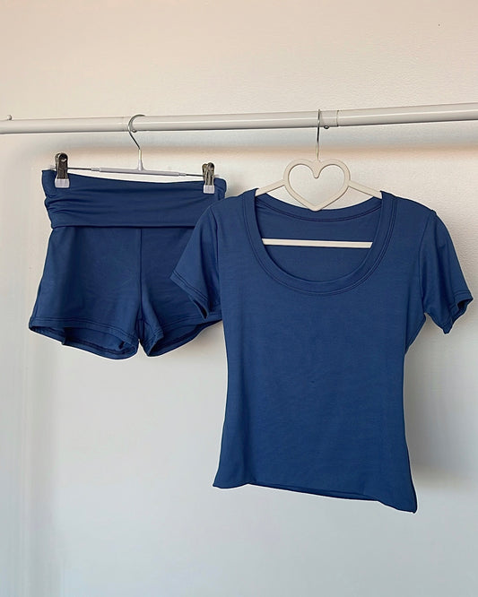 Denim Blue (Fold Over) B-Soft Shorts