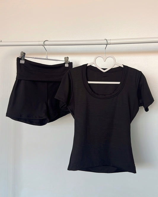 Black (Fold Over) B-Soft Shorts