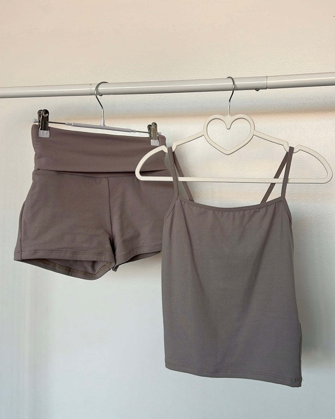 Grey Cotton Fold Over Shorts