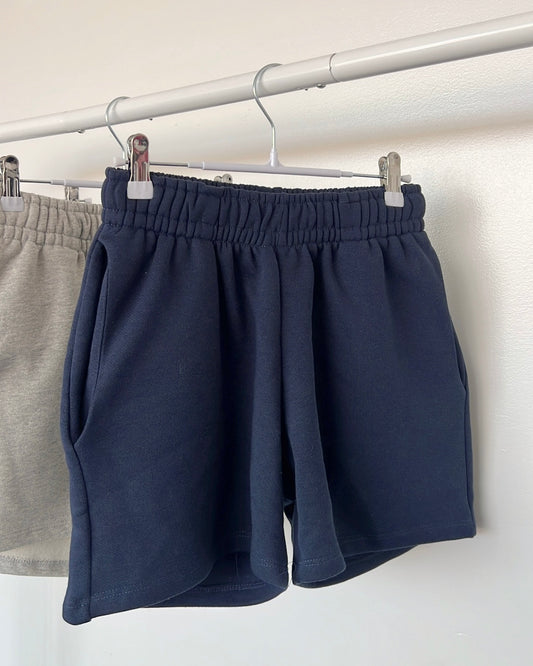 Navy Fleece Pocket Shorts