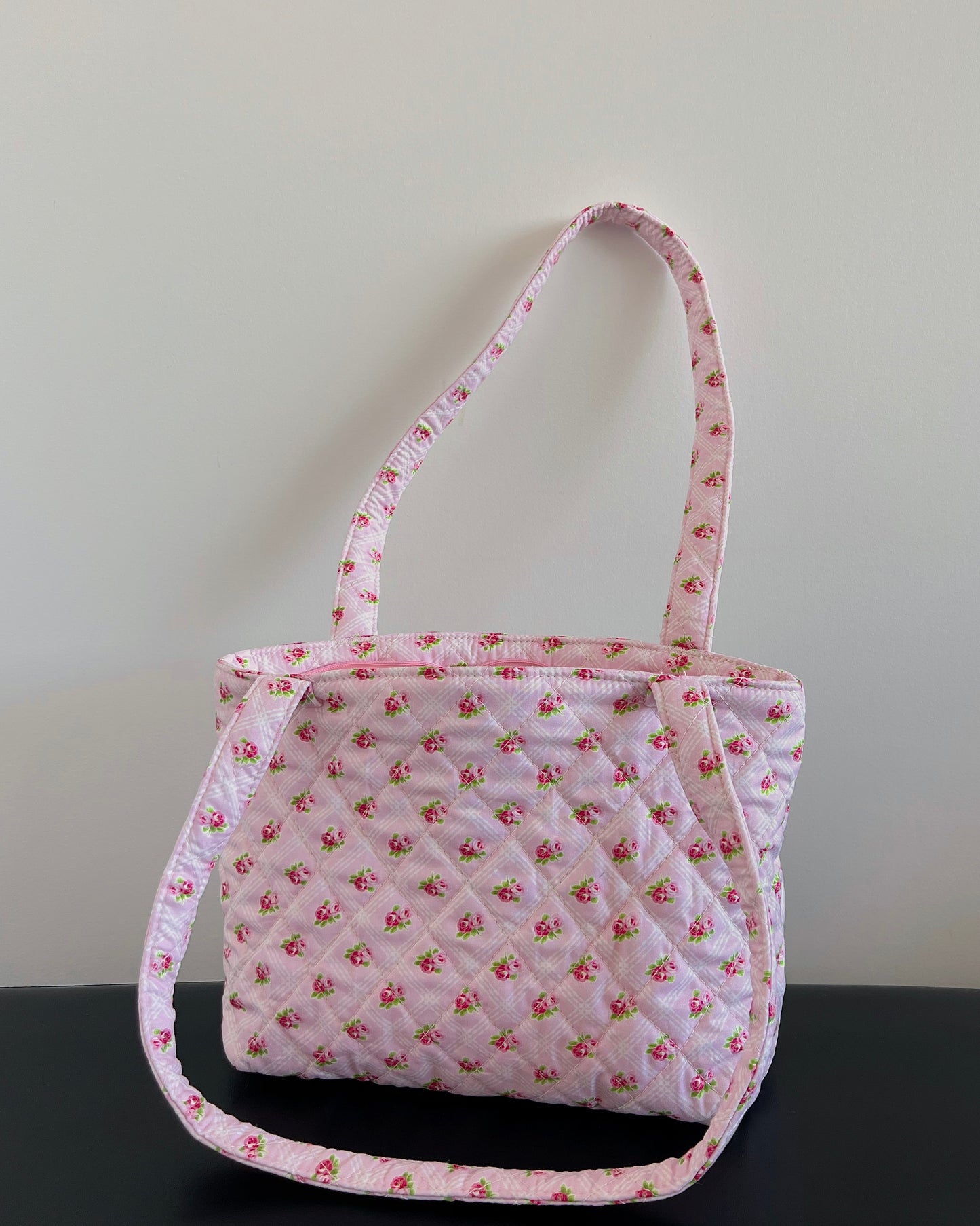 Pink Floral Trellis Tote Bag