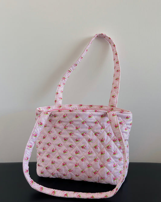 Pink Floral Trellis Tote Bag