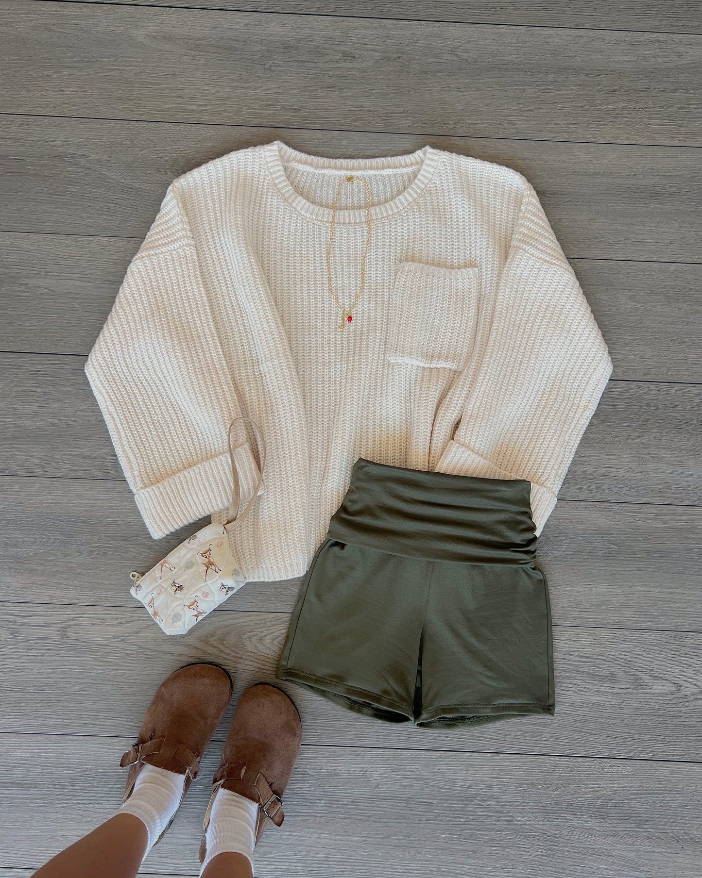 Cream Chunky Pocket Sweater