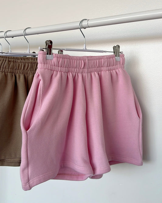 Baby Pink Fleece Pocket Shorts