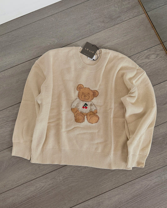 Wheat Cherry Teddy Crewneck Sweater