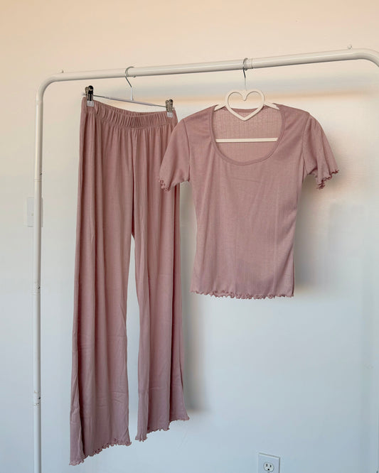 Rose Pink (POINTELLE) Short Sleeve Top