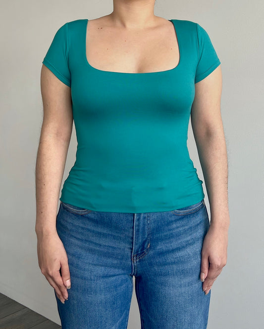 Teal (Square) B-Soft Short Sleeve Top