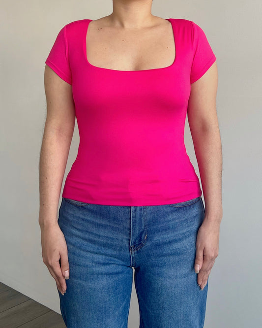 Fuchsia (Square) B-Soft Short Sleeve Top