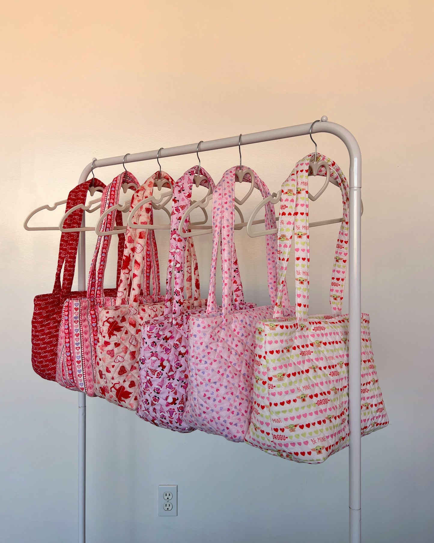 Stripe Hearts Locket Tote Bag