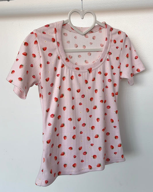 Strawberry Pointelle (Round) B-Soft Short Sleeve Top