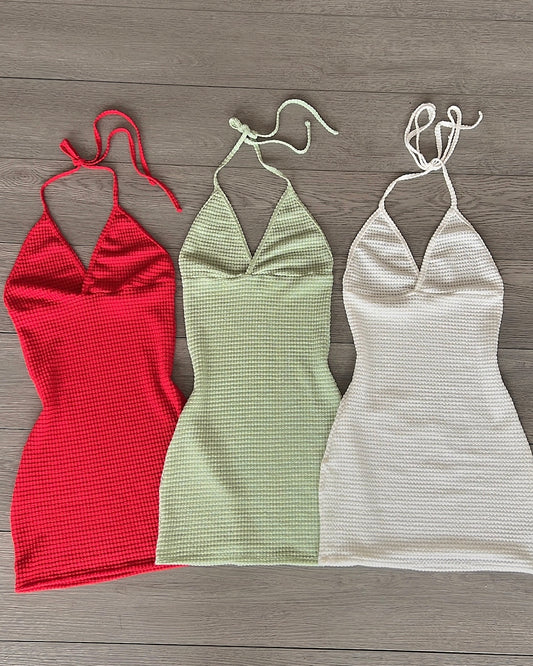 Sage Halter Knit Cover Up Dress