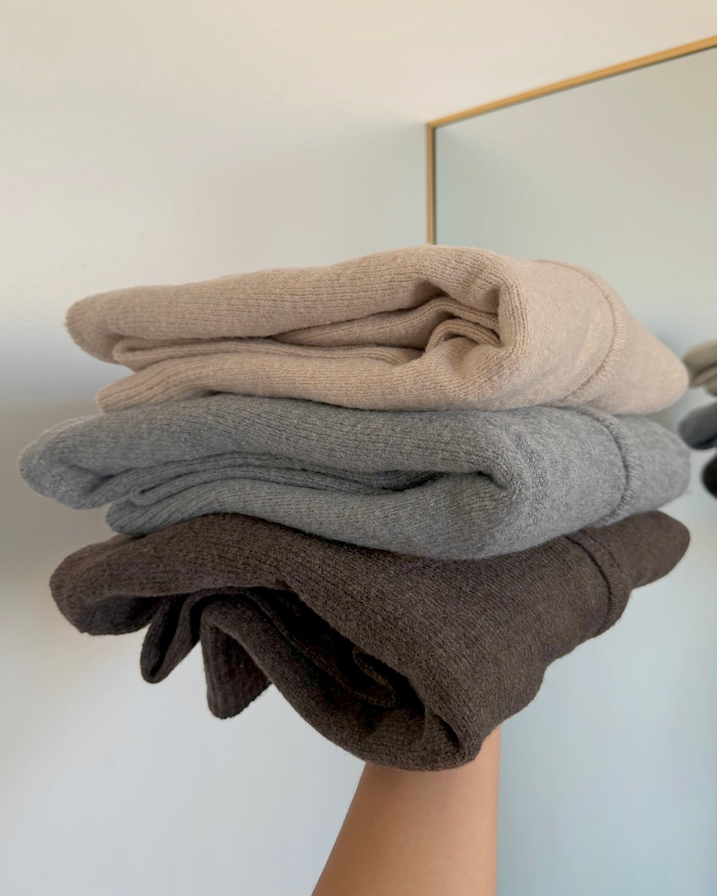 Grey Zip Knit Hoodie Sweater