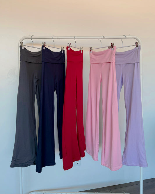Charcoal Fold Over B-Soft Flare Pants