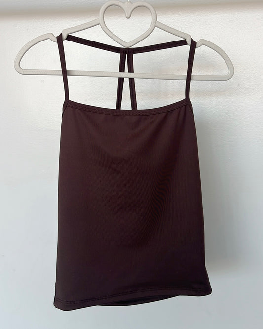 Brown Solid Active Cami Top